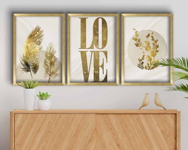 Wallity Conjunto de 3 Cuadros Decorativos Enmarcados en MDF, 38 x 53 cm